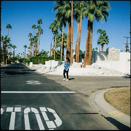 Palm Springs street, palm trees, journey moment