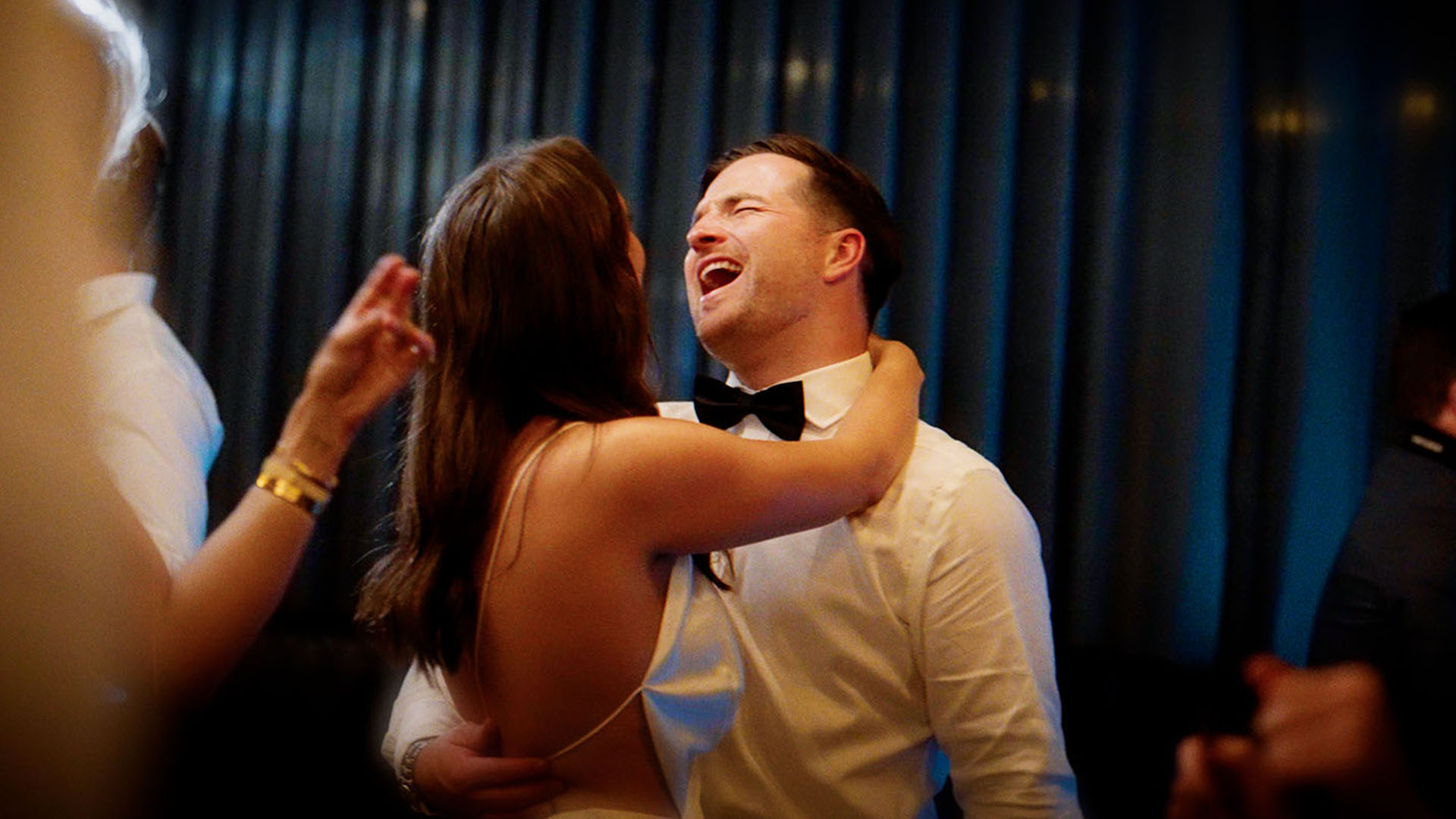 Marnie and Adam's first dance at Jackalope, with Marnie in a Michael Lo Sordo gown