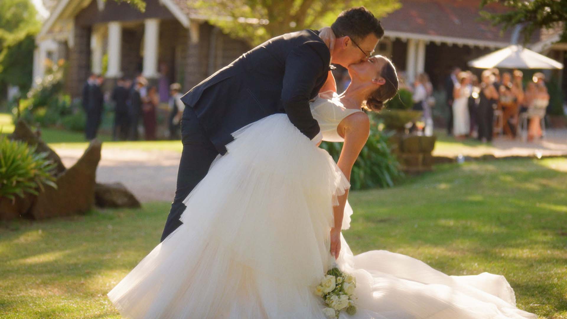 Guests dancing at Caitlin and Andrew's summer wedding reception at Woolbrook Homestead